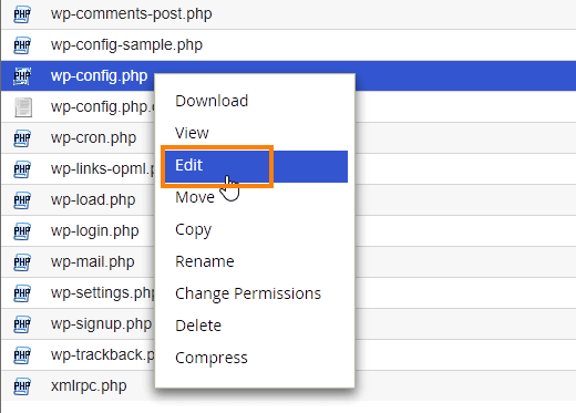 file manager wp config cartella