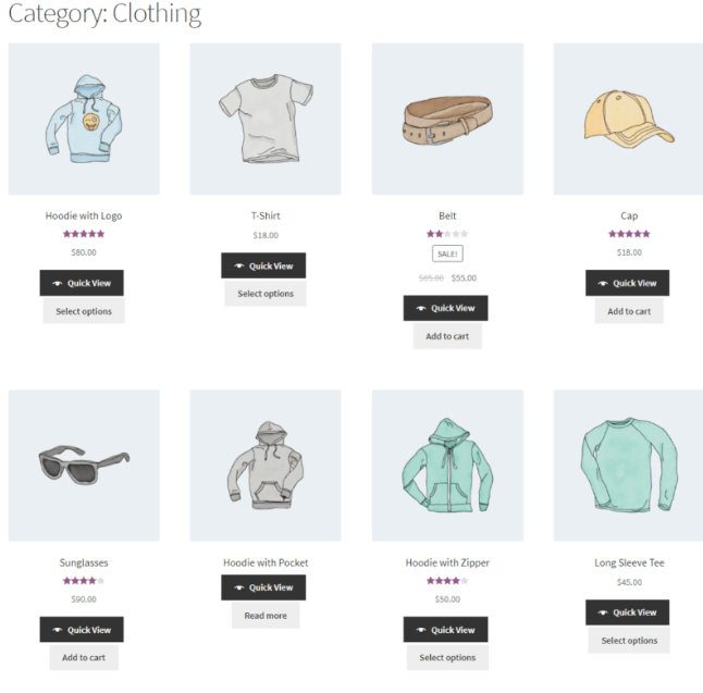 griglia prodotti categoria woocommerce