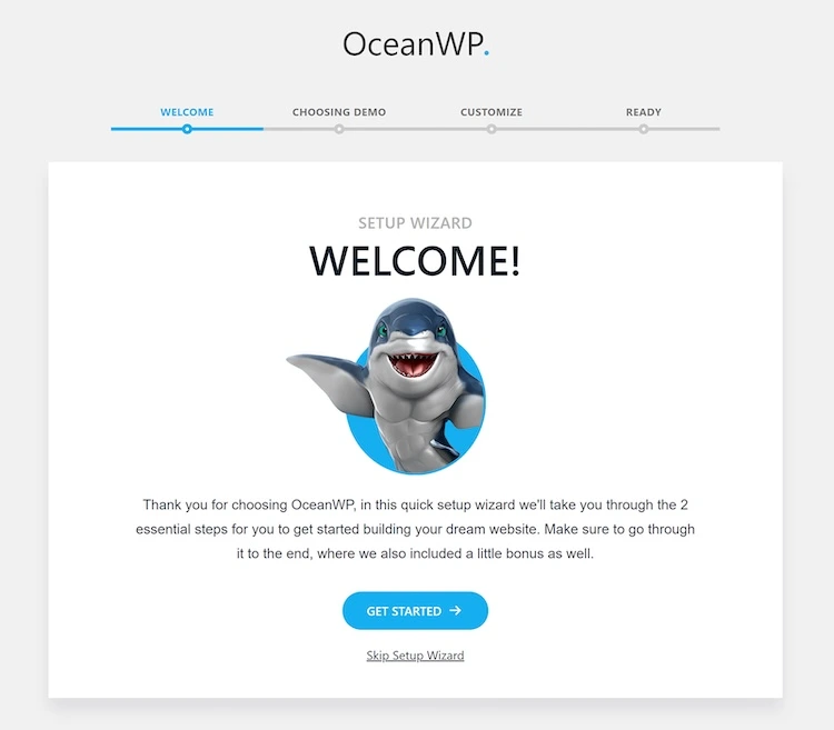 oceanwp installazione wizard