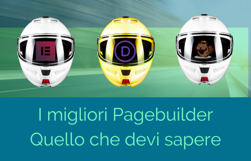 illustrazione che mostra tre caschi brandizzati con i maggiori Pagebuilder per WordPress