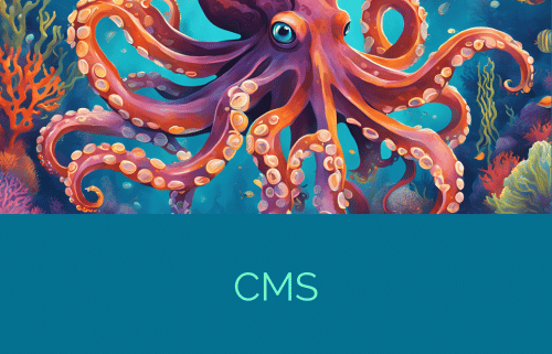 illustrazione di ciò che vede un intelligenza artificiale se le chiedi cosa sarebbe un cms se fosse un animale, vede un polpo