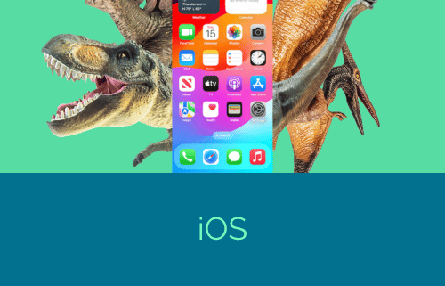 illustrazione che mostra IOS tra i dinosauri