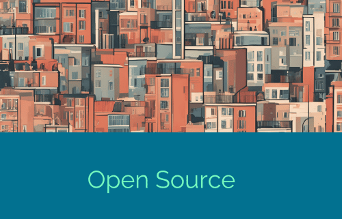 open source rappresentazione di tante case costruite vicine da persone diverse ma con regole comuni