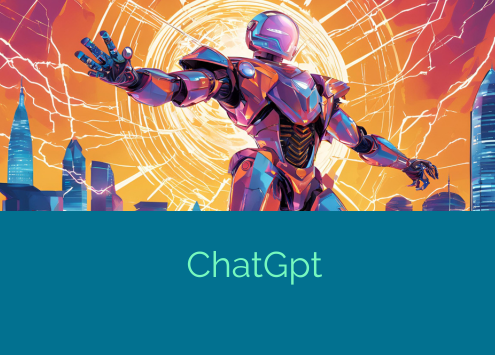 illiustrazione di chatgpt vista come un enorme essere robotico che sovrasta il mondo