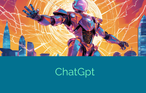 illiustrazione di chatgpt vista come un enorme essere robotico che sovrasta il mondo