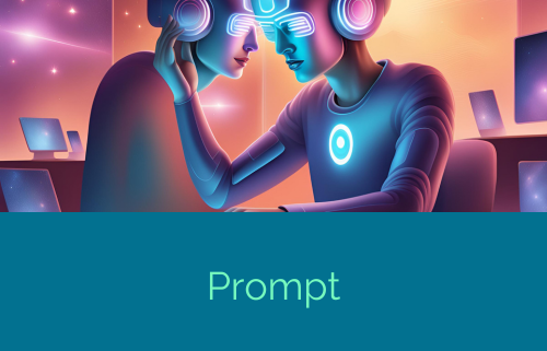illustrazione di prompt 2 macchine digitali che si promptano a vicenda