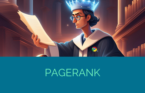 immagine di un giudice che legge una pagina con sguardo attento. Indossa una spilla a forma di lo di Google e rappresenta il Pagerank