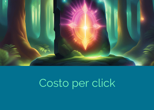 illustrazione che descrive il costo per click come un impronta digitale che si illumina di tanti colori